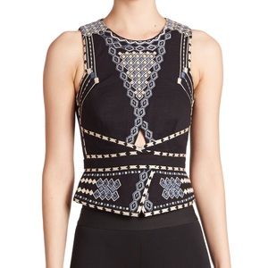 NWT Bcbgmaxazria Elley Embroidered Peplum Top